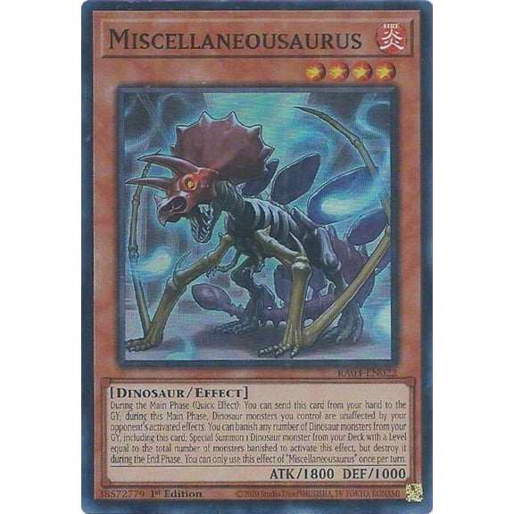 YuGiOh Quarter Century Stampede Super Rare Miscellaneousaurus RA04-EN022