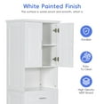 thumbnail image 4 of AENKYO Bathroom Cabinet with Laundry Basket, Stylish Storage Cabinet with Adjustable Shelf and Drawer, White, 4 of 8