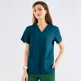 thumbnail image 6 of Dark Blue Scrub Tops for Women Soft Stretch V-Neck Medical Scrub Top with Pockets S, 6 of 6