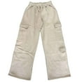 thumbnail image 2 of Pantalones Deportivos de Mujer, Estilo Cargo, de Pierna , Holgados, Ideales para Otoño, para el Trabajo y para Viajar. Caqui S, 2 of 8
