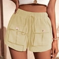 thumbnail image 2 of Womens Summer Casual Shorts Drawstring Elastic Waist Wide Leg Shorts Loose Comfy Lounge Shorts with Flap Pockets, 2 of 8