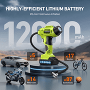 AstroAI Cordless Tire Inflator 160PSI, Portable Air Compressor Dual Power with 12000mAh Rechargeable Battery 12V DC Adapter, Tire Pump Air Pump for Car Tires Auto Shutoff, Digital Pressure Gauge, LED