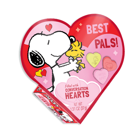 Peanuts Branded Conversation Hearts, Popup Heart Boxes, Gluten Free, Assorted Flavored Candy, 1.30 oz