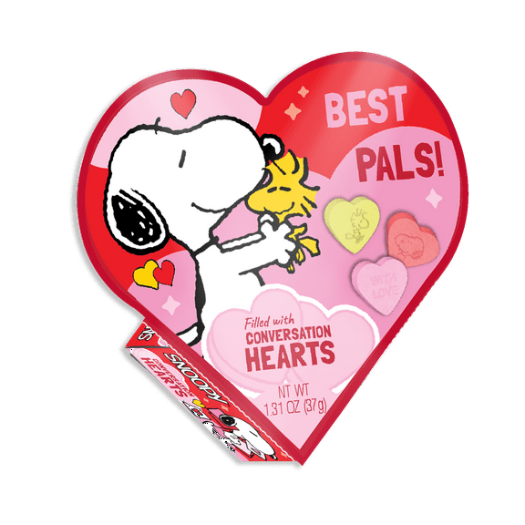Peanuts Branded Conversation Hearts, Popup Heart Boxes, Gluten Free, Assorted Flavored Candy, 1.30 oz