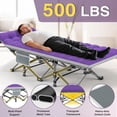 thumbnail image 3 of DKMOCO XL Folding Camping Cot with Mattress & Carry Bag, 28" x 75" 500lbs Heavy Duty Portable Sleeping Cot Bed for Adults, Home Office Guest Outdoor Camping Travel, Gray Cot Purple Gray Pad, 3 of 8