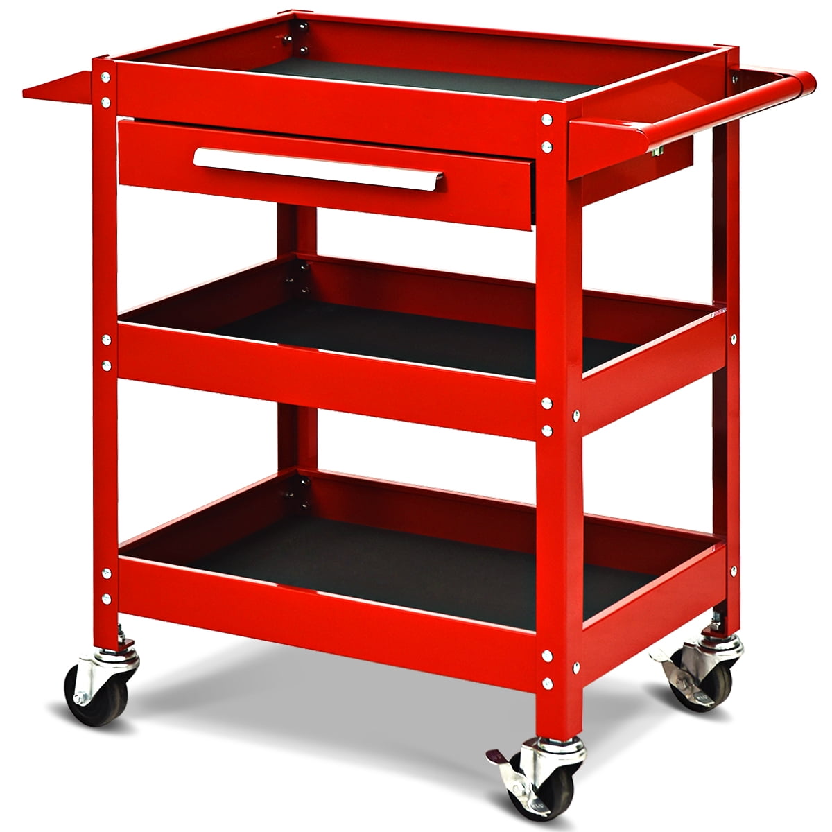 Details about   Three Tray Rolling Tool Cart Mechanic Cabinet Storage Toolbox Organizer W/Drawer 