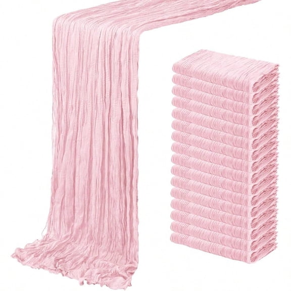 16 Pack Light Pink Cheesecloth Table Runner 20 X 120 Inch Gauze Table Runners 10 FT LongSemi Sheer Boho Cheese Cloth Fabric Table Runner Bulk For Wedding Party Baby Shower Bridal Shower Decoration