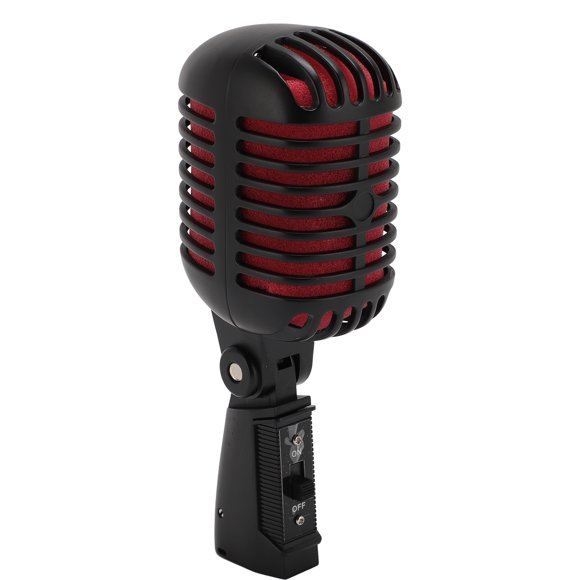 Vintage Microphone, Zinc Alloy Self Tensioning Rotating Rack Cardioid Directional Dynamic Microphone, Old School Microphone Retro Microphone for Stage Performances Studios