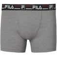 thumbnail image 3 of Fila Men's 4-Pack Logo Band 6" Inseam Boxer Brief Steel Heather/Black/Grey Heather/Red, Small, 3 of 5