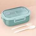 thumbnail image 1 of 850ml Bento Box Lunch Box Leak-Proof Bento Lunch Box Lunch Food Container with 3 Compartments Reusable Food Storage Box Dishwasher Microwave Safe for School Office, 1 of 9