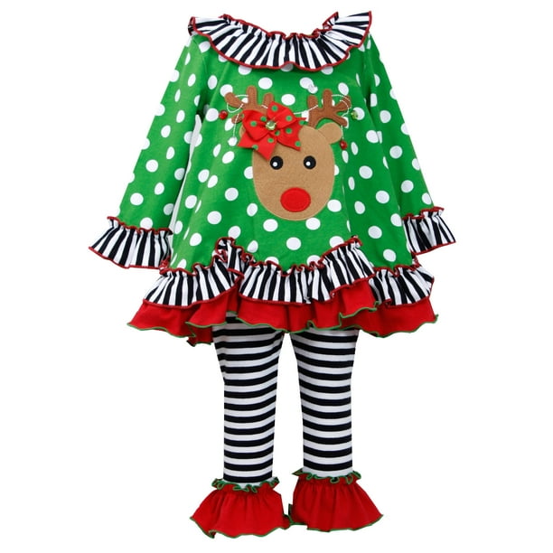 Bonnie Jean Baby Girl Infant 12M 24M Jeweled Ornament Reindeer Dress Legging Set 24M Green Walmart