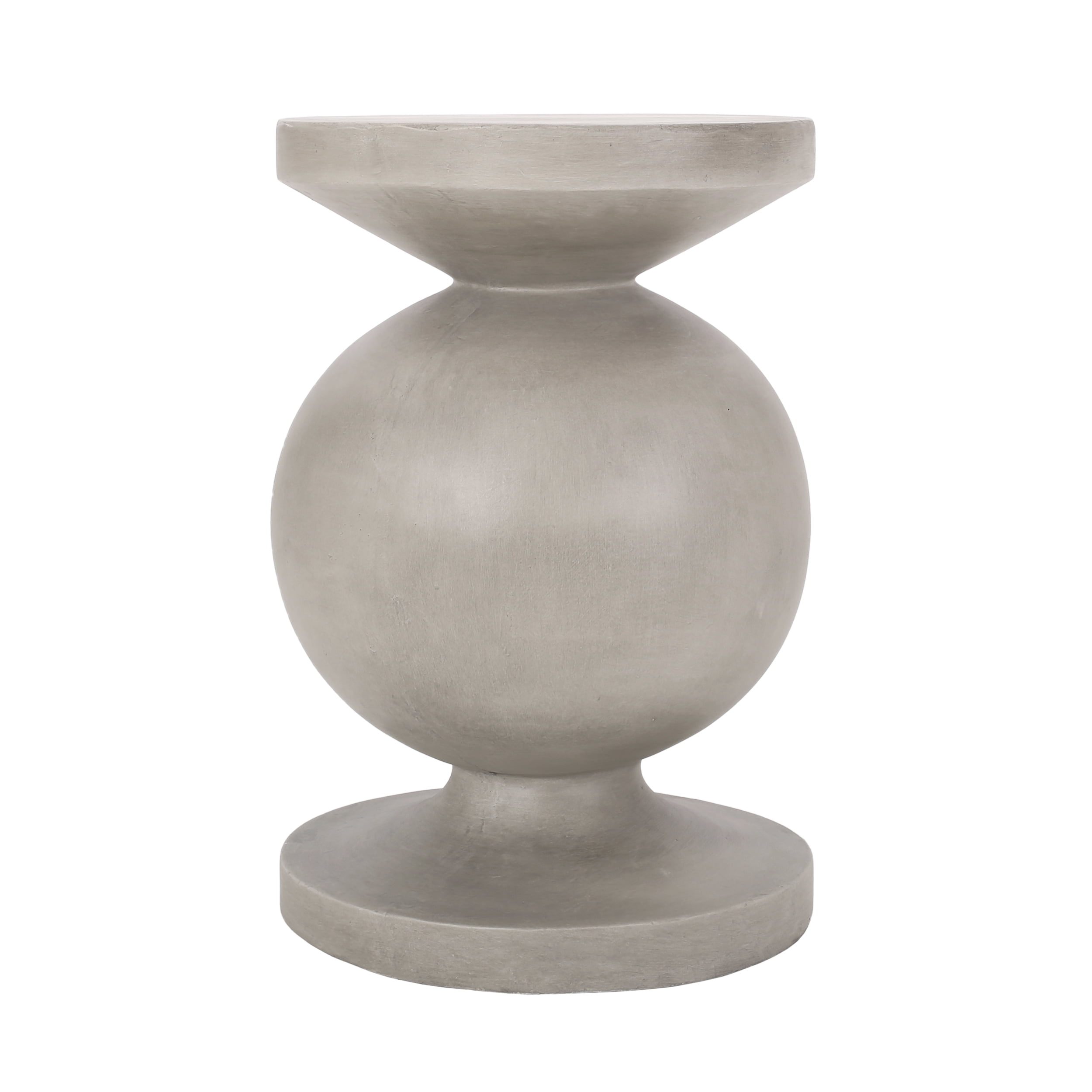 Outdoor Pedestal Side Table, Lightweight Concrete Material for Patio Garden, White
