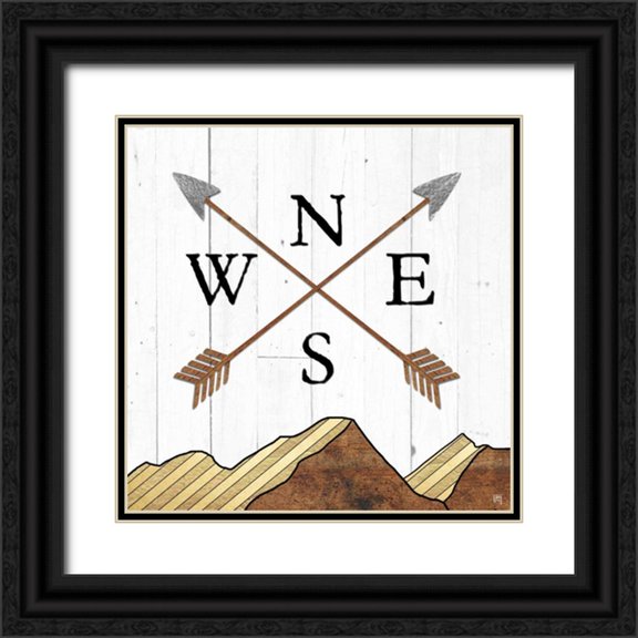 Perrenoud, Aubree 26x26 Black Ornate Wood Framed with Double Matting Museum Art Print Titled - Compass