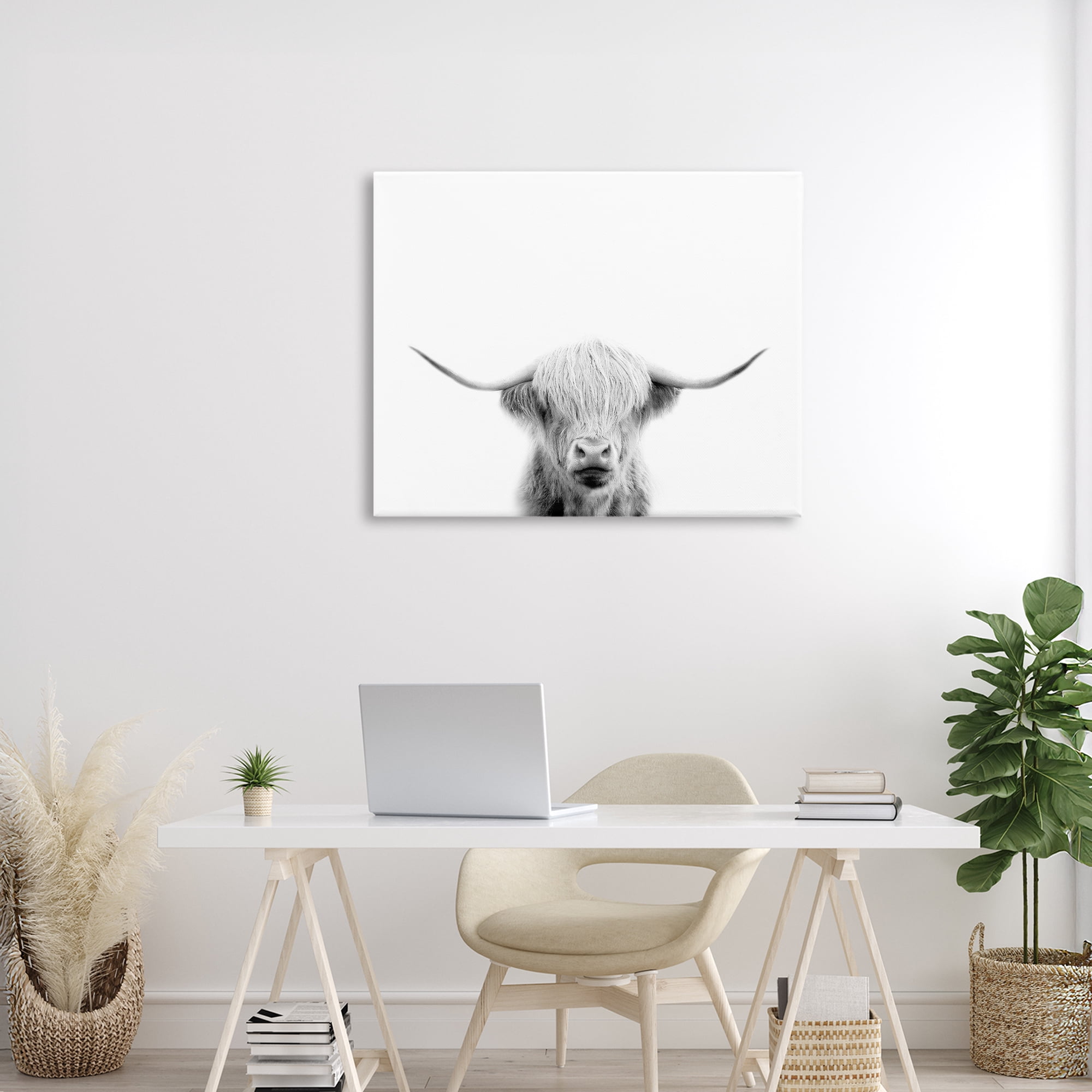 Stupell Industries Scottish Cow Portrait Canvas Wall Art, design by Leah Straatsma