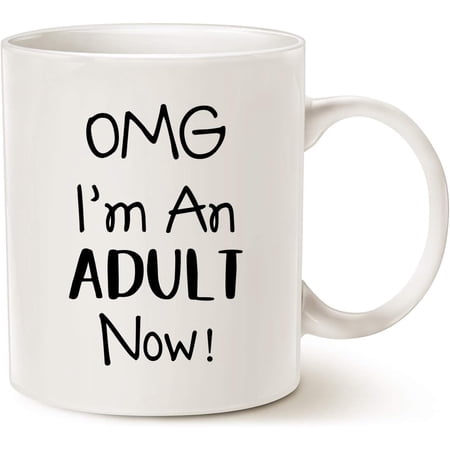 Funny 18th Birthday Gifts for Son Daughter Children Best Friend OMG I m An Adult Now Coffee Mug Born In 2005 2006 Year Gift for 18 Year Old White 11 Oz