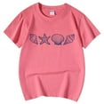 thumbnail image 5 of Suilloe Toddler Girls Tee Tops Shell Starfish Printing Crewneck Short Sleeve Top Casual Wear Trendy Loose Kids Girls Summer Tee Tops,6 -7 Years, 5 of 5