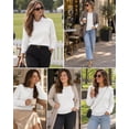 thumbnail image 6 of QUALFORT Women’s Crew Neck Pullover Sweater, Soft Lightweight Long Sleeve Knit Top, White, Size L, 6 of 7