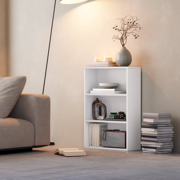 Zenira 3-Tier Bookcase, Book Shelf, Open Storage Shelf, for Living Room, Home Office, Dinning Room, Ebony white