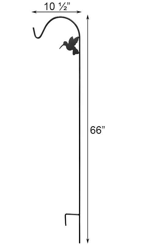 American Gardenworks 65 In. Black Steel Shepherd Hook with Hummingbird TFBHHB