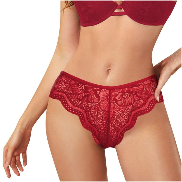 Efsteb Women's Thongs G Thong Lingerie Transparent Breathable Underwear  Ropa Interior Mujer Sexy Comfy Panties Low Waist Briefs Embroidery Lace
