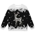 thumbnail image 4 of Fiaer Christmas Sweaters for Women 2025 Sparkly Bow Santa Hat Reindeer Graphic Sweatshirt Vintage Long Sleeve Crewneck Tunic Tops 4-Black 100, 4 of 4