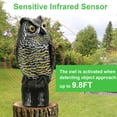 thumbnail image 3 of Moclever Solar Powered Lifelike PE Owl Decoy with Flashing Eye Hoot Sound Infrared Sensor 16.14in Scarecrow Bird Squirrel Pest Bird Deterrent Outdoor Garden Yard Protector, 3 of 8