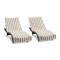 Arkwright California Cabana Chaise Lounge Covers - 100% Cotton Terry - 30 x 85 in. - (2 Pack) Beige