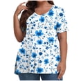 thumbnail image 1 of Pisexur Hauts pour Femmes, Hauts d'Été pour Femmes, Hauts Grande Taille pour Femmes, Hauts pour Dames Mode Été Sexy Imprimé Manches Courtes Col Rond Multicolore, 3TG, 1 of 7