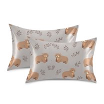 Yayeee Pillowcase Queen Size Set of 2 Satin Wrinkle Resistant Pillow Case, Cartoon Bear
