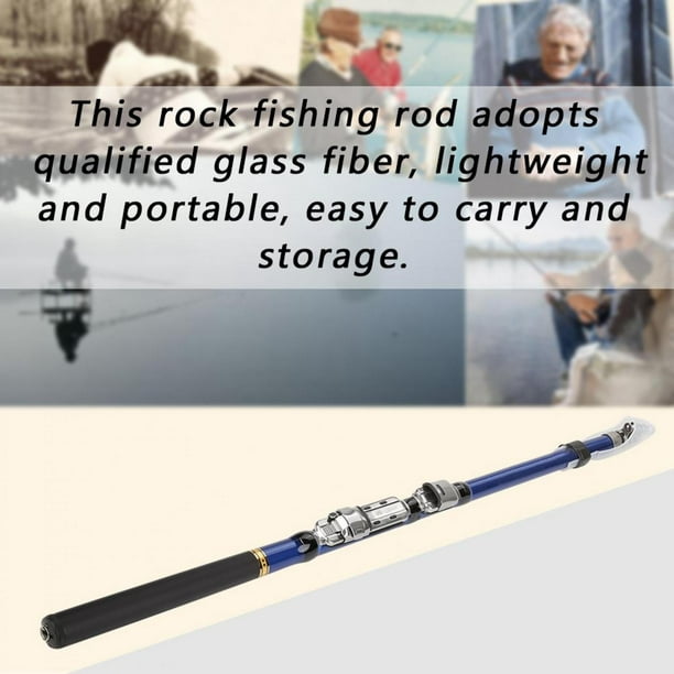 HURRISE Mini Glass Fiber Telescopic Ultra-light Casting Rock Sea Fishing  Rod Pole , Glass Fiber Fishing Rod, Portable Fishing Pole 