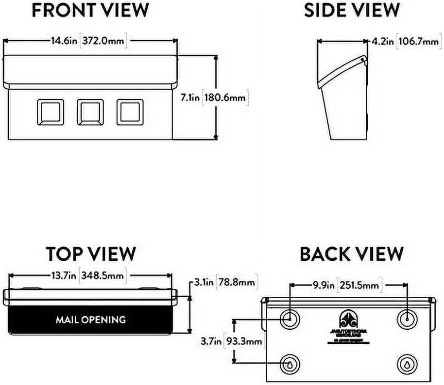 Wayland™ Vertical Wall-Mounted Mailbox for Outside, Rust-Resistant Galvanized Steel Metal Small Mail Box, Black