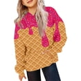 thumbnail image 2 of Asxite Toddler Tops Long Sleeve Fleece Hoodie Ice Cream Print Casual with Pockets Fall Winter 4-14 Y, 2 of 4