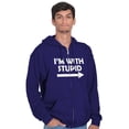 thumbnail image 5 of I'm With Stupid Best Friend BFF Goals Zip Up Hoodie Men's Women's Brisco Brands L, 5 of 5