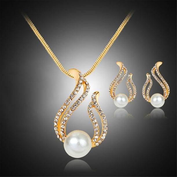 Teissuly Fashion Casual Exquisite Luxury Diamond Pearl Necklace Earring Set Teissuly WER202401274044