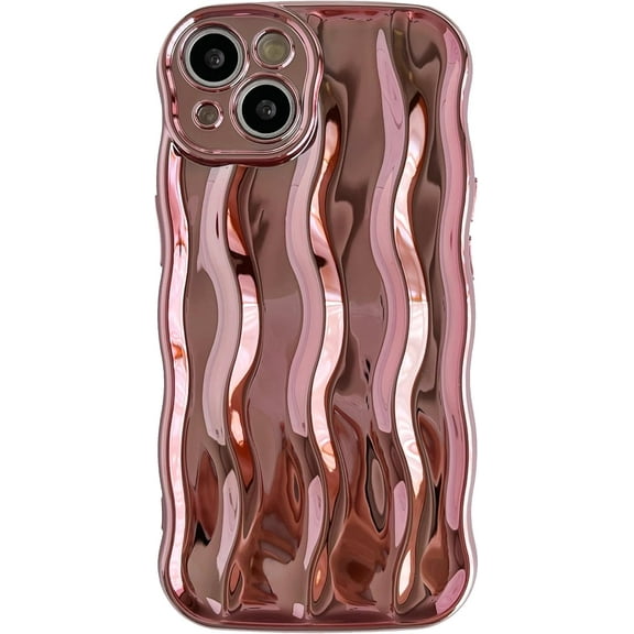 for iPhone 13 Case,Water Ripple Pattern Curly Wave Frame Soft Compatible with iPhone Case (Light Pink,iPhone 13)