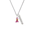 thumbnail image 2 of Delight Jewelry Silvertone Hot Pink Ribbon with Softball Silvertone Guardian Angel Bar Charm Necklace, 23", 2 of 4