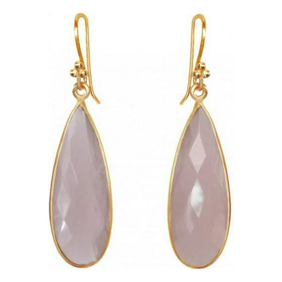 Rose Quartz Teardrop - 14k Gold Vermeil Earrings