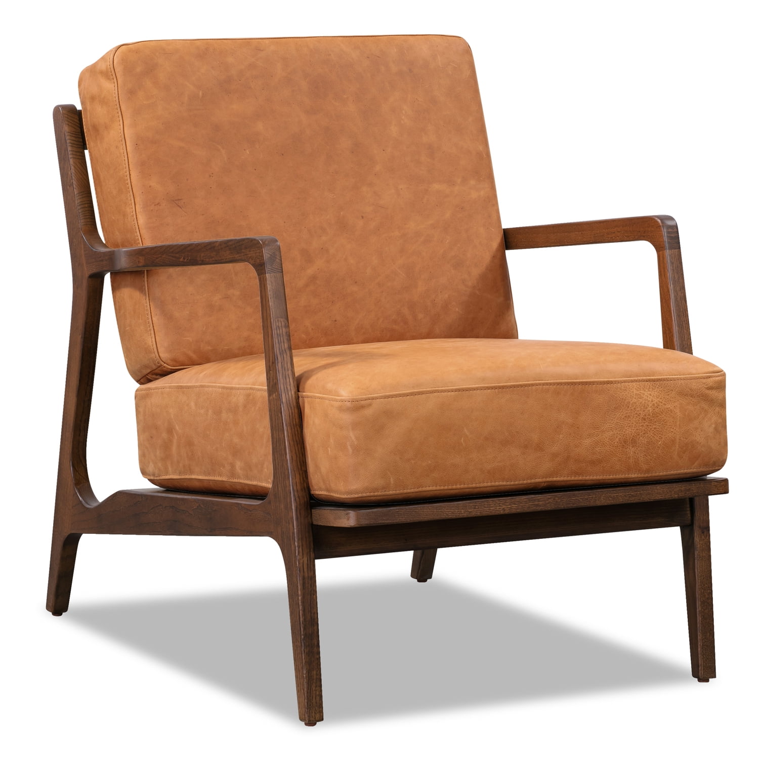 Poly and Bark Verity Leather Lounge Chair in Cognac Tan - Walmart.com