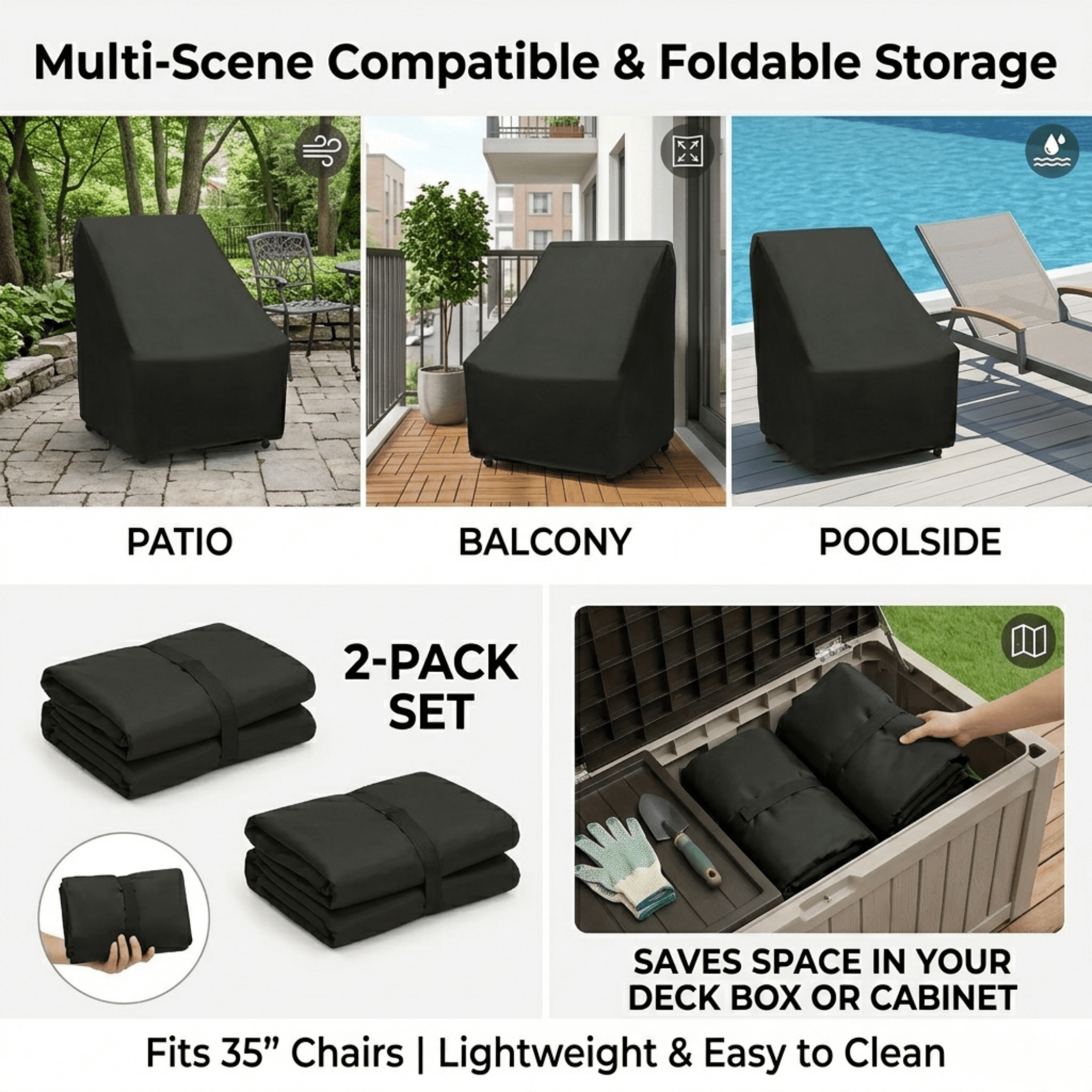 Patio Chair Covers, Waterproof Patio Furniture Covers, Heavy Duty and Waterproof Outdoor Lawn , 35"W x 35"D x 35"H