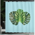 thumbnail image 3 of Ambesonne Exotic Jungle Shower Curtain, Monstera Leaves Print, 69"Wx84"L, Dark Green Pale Blue, 3 of 4