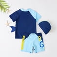 thumbnail image 5 of URMAGIC Baby Toddler Boys Two Pieces Swimsuit Set Swimwear Dinosaur Bathing Suit Rash Guards with Hat UPF 50+ 1-7 Years, 5 of 7