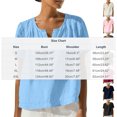 thumbnail image 3 of Xdegoge Cotton Linen Tops for Women Short Sleeve V Neck Shirts Casual Pleated Blouses Relaxed Fit Summer Tunic Tops Lightweight Breathable Pullover for Work Office Daily Wear, 3 of 9