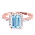 thumbnail image 2 of Mauli Jewels Rings for Women 3.20 Carat Diamond and Emerald Shaped Aqumarine prong 10K Rose Gold, 2 of 6