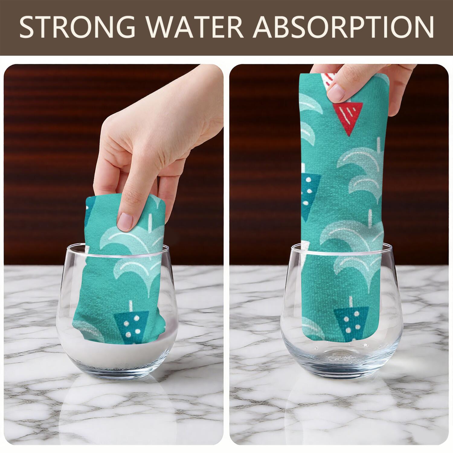2 Pcs Funny Kitchen Towels,Turquoise Christmas Tree Pattern Microfiber Dish Towels,Kitchen Tea Towels,Kitchen Towel Set (18" X 26")