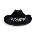 thumbnail image 3 of CUZIBR Children Toddler Boys Cowboy Hats Wide Birm Leopard Print Adjustable Strap Birthday Party Stage Performance Fashionable Fascinator Cowgirl Caps Headwear,Black,5-10 Years, 3 of 5