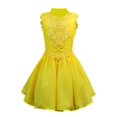thumbnail image 1 of Girls Flower Pageant Wedding Dress with Sequins Beads Embroidered Trim (2, Yellow), 1 of 2