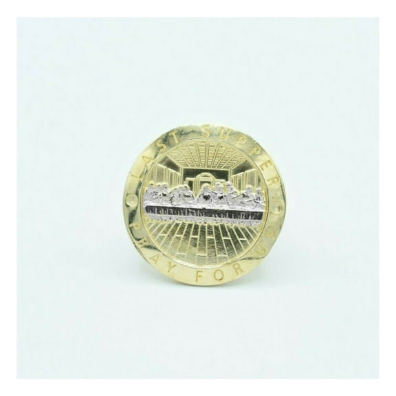 Diamond-Cut Large Round Last Supper Men’s Adult Ring 10K Yellow White Gold, 8.45 Gr – Goldum NYC