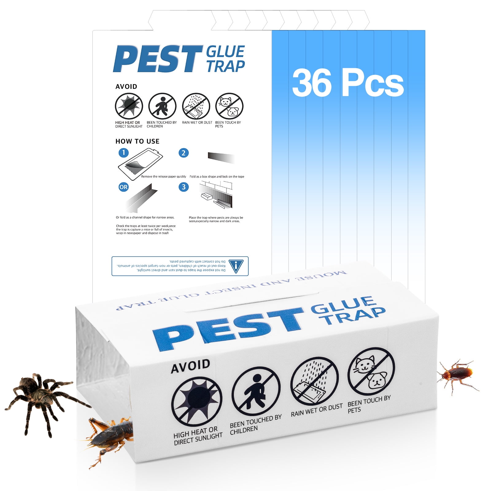 Jahy2Tech Effective Roach Traps 36pcs Disposable Bait Stations | Powerful Pest Control for Home & Kitchen Insect Elimination