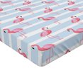 thumbnail image 4 of Ambesonne Exotic Fitted Sheet, Flamingo Striped Backdrop, Twin XL Size, Pale Pink Soft Blue and White, 4 of 5