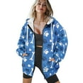 thumbnail image 4 of COEQINE Women's Fashion Hoodie Oversized Sweatshirts Paw Prints Bone Print Full Zipper Long Sleeve Jacket Y2K Heart Blue Pattern Casual Wear Fall Winter Outfits Tops with Pockets, S, 4 of 7